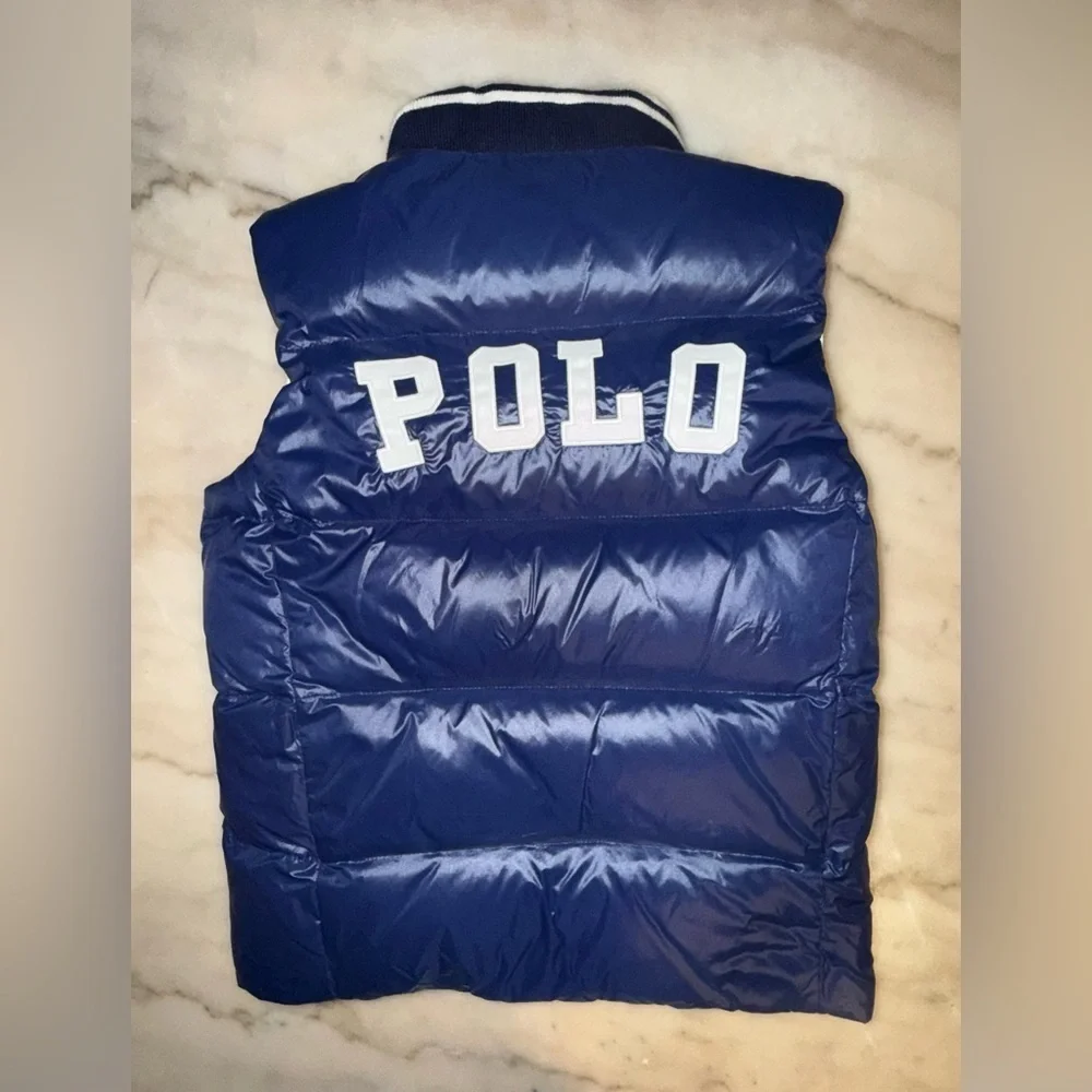Polo Ralph Lauren Unisex Kids Reversible navy/white Puffer Vest size 12/14 large